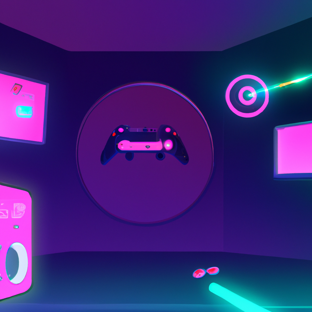 ArcadeFoundry hero: playful neon controller and HUD